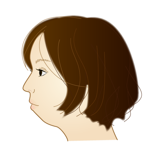 アデノイド顔貌の女性の横顔のイラスト